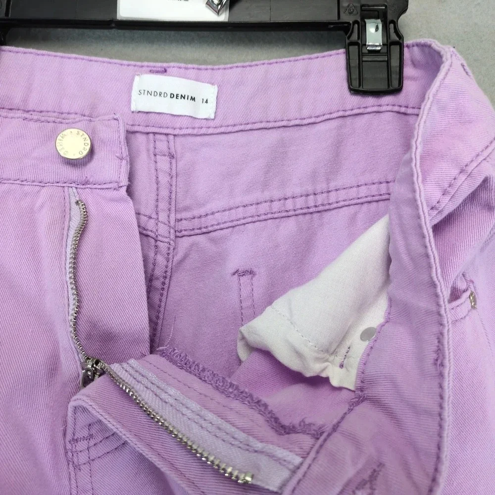STNDRD Denim Purple Wide Leg Cropped Jeans Women's 14 High Rise Stretch‎ 31x26